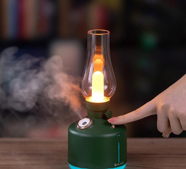 LAMPARA HUMIDIFICADOR ESTILO FAROL XO - HF06 LUZ TRICOLOR VERDE - 09865